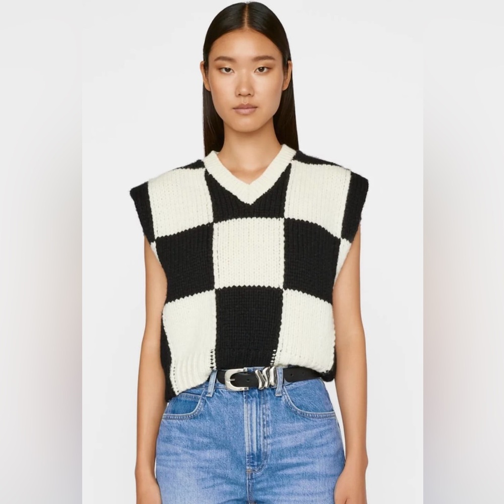 Frame Black&White Checkered Wool Vest